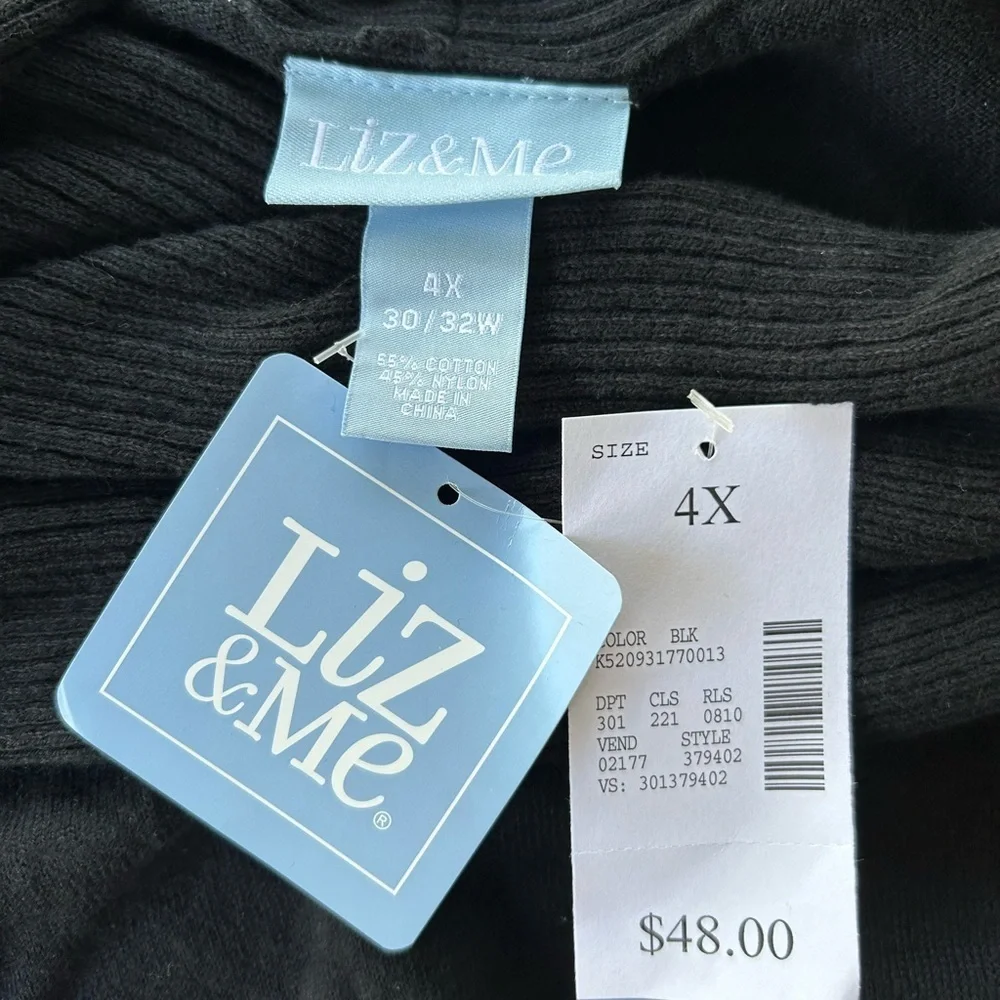 NWT!Liz & Me Black Cowl Neck Sweater Size 4X